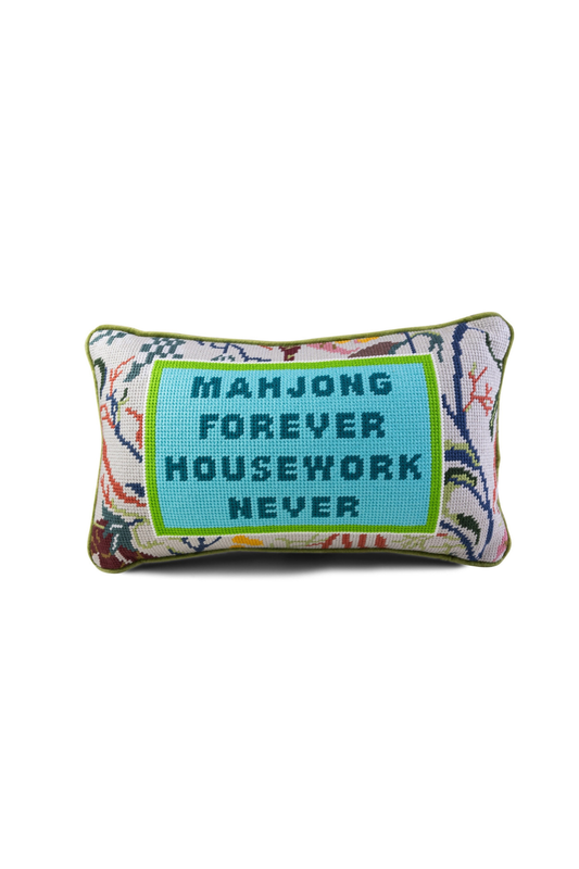 Mahjong Needlepoint Pillow