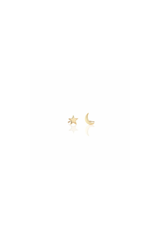 Star and Moon Stud Earrings