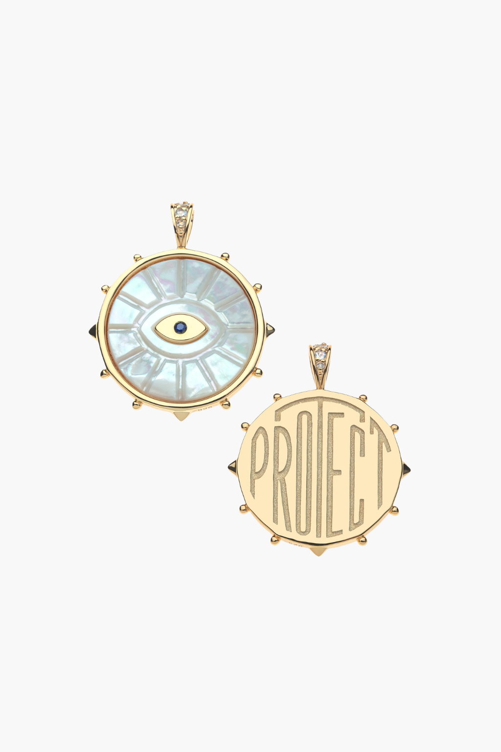 PROTECT Evil Eye Stone Pendant Coin Necklace