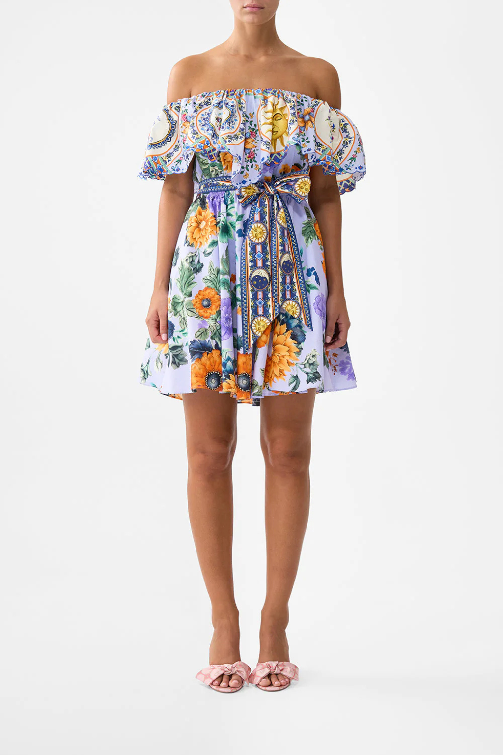 Shoulder Frill Short Dress