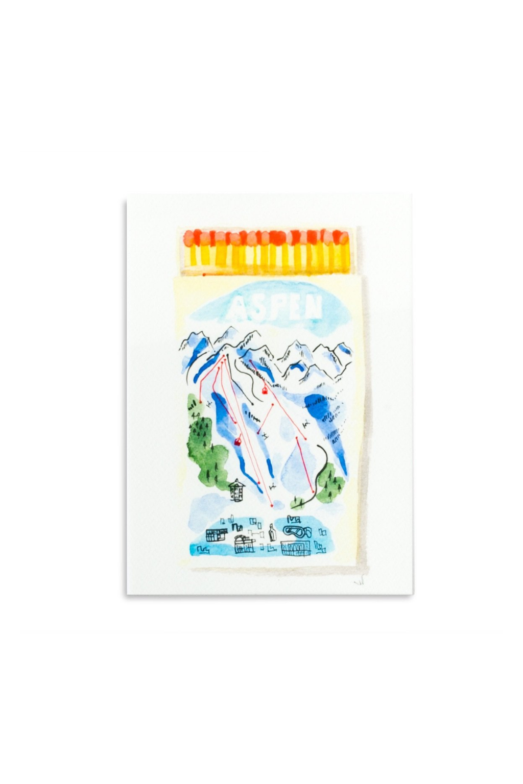 5" X 7" Watercolor Souvenir Matchbook Prints - Aspen Collection