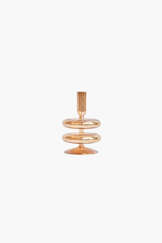 Gold Glass Candlestick Holder