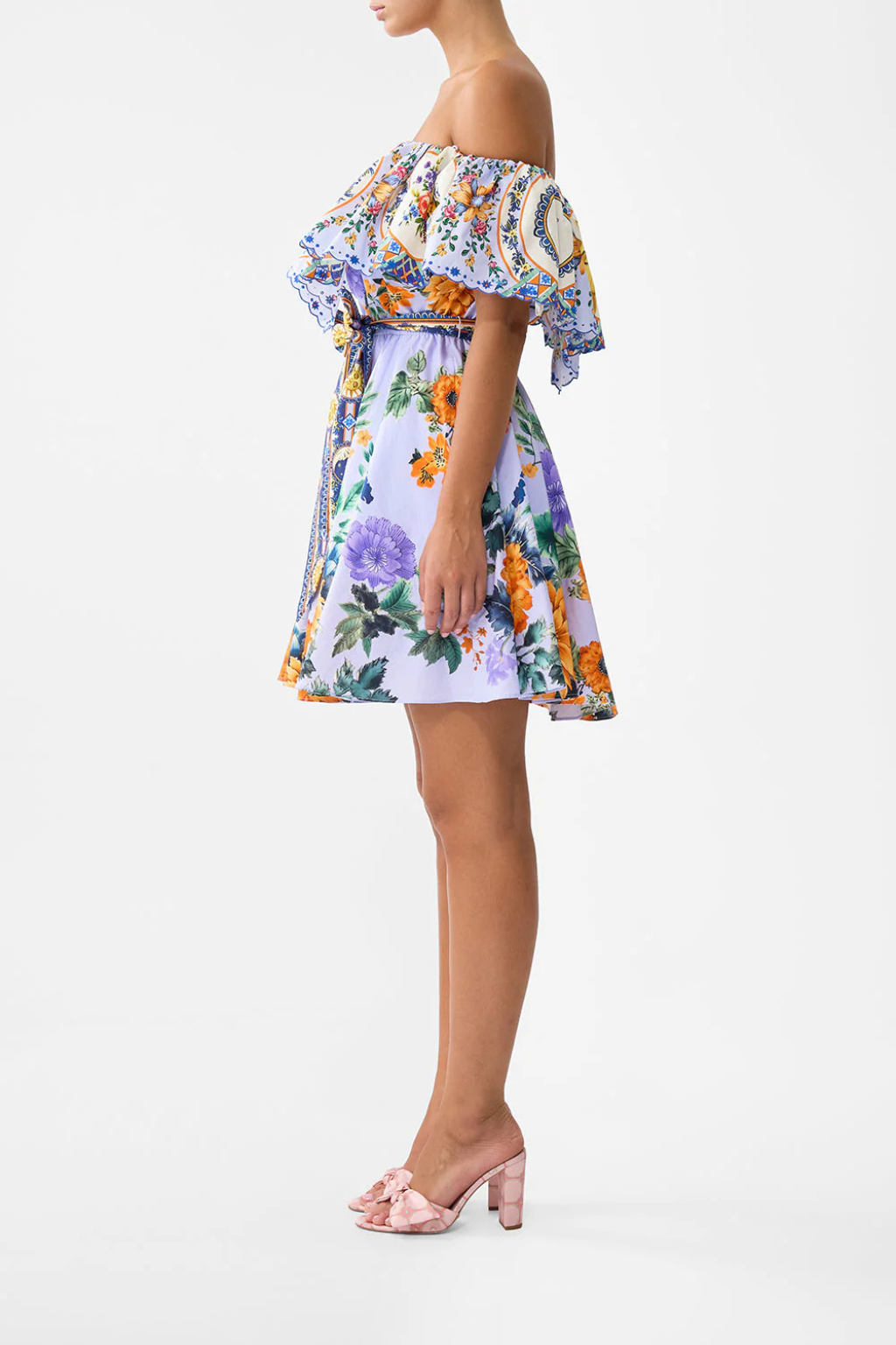 Shoulder Frill Short Dress