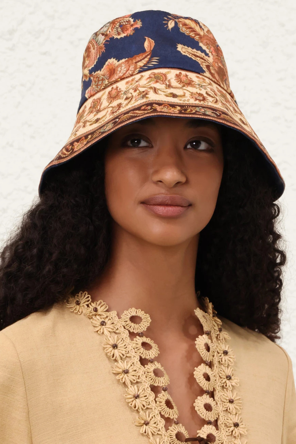 Printed Long Brim Bucket Hat