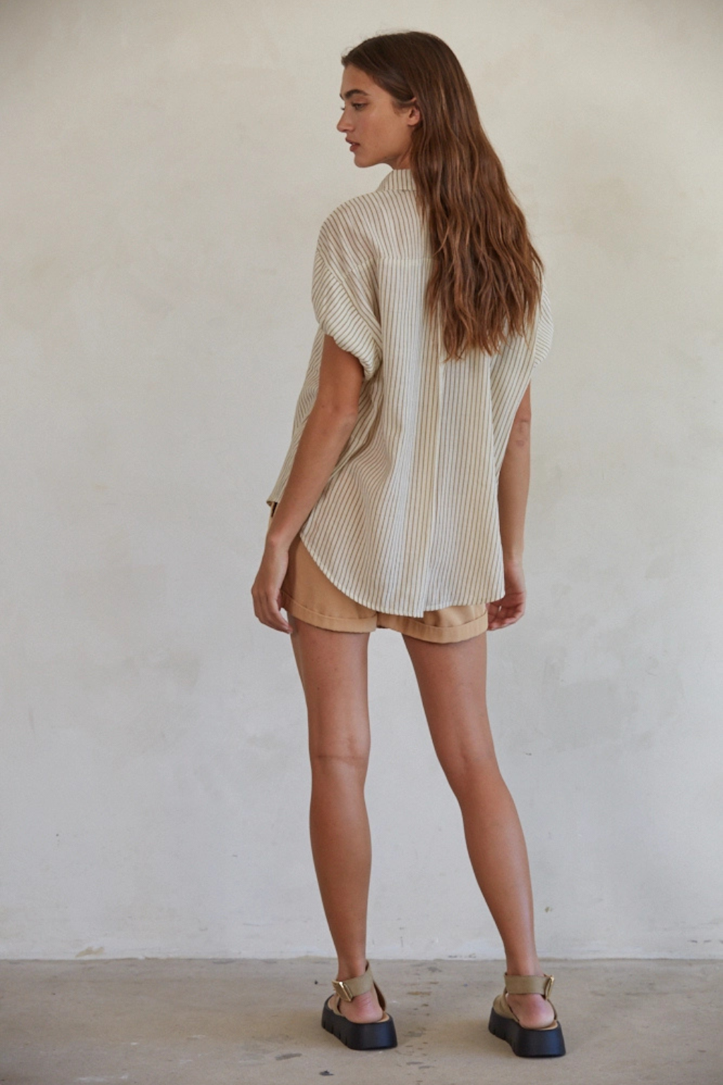 Striped Button Down Short Sleeve Top