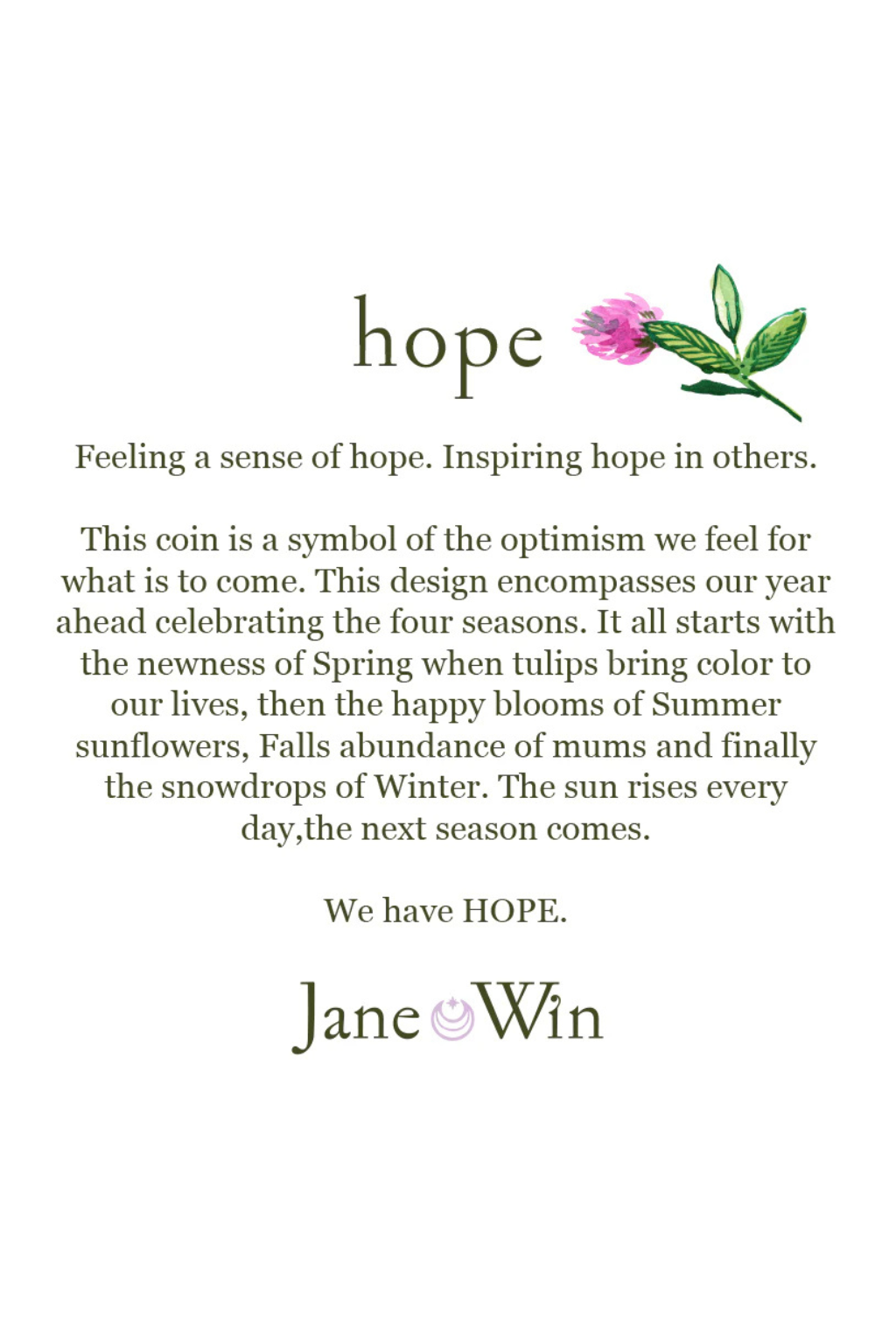 HOPE JW Original Pendant Coin Necklace -TRAY SHOW