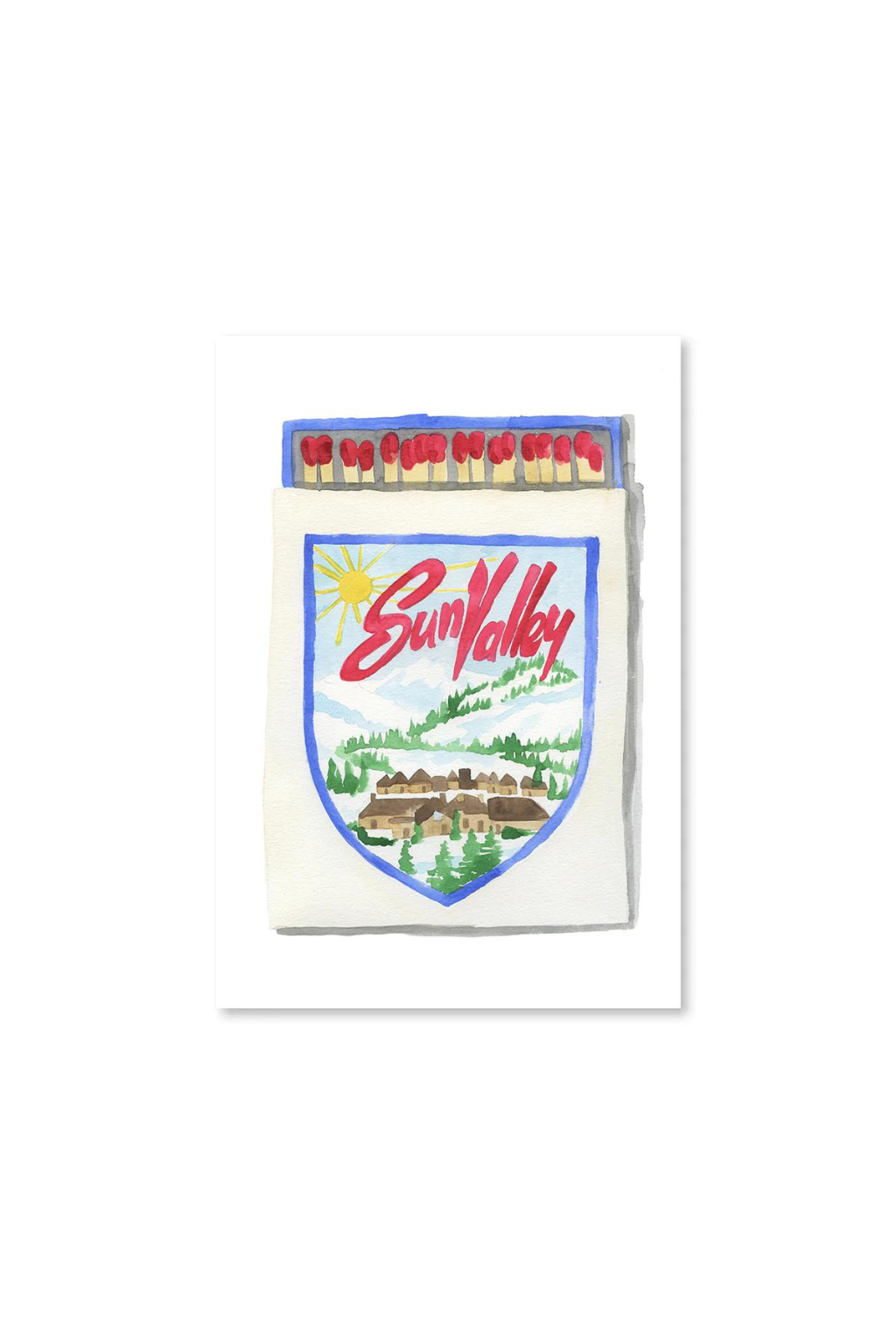 5" X 7" Watercolor Souvenir Matchbook Prints - Sun Valley
