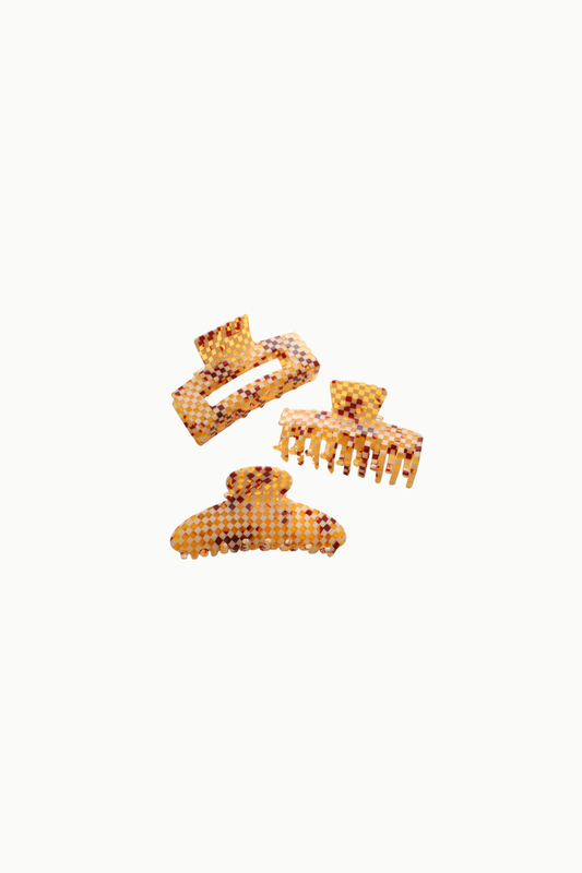 Golden Checkerboard Large Claw Clip