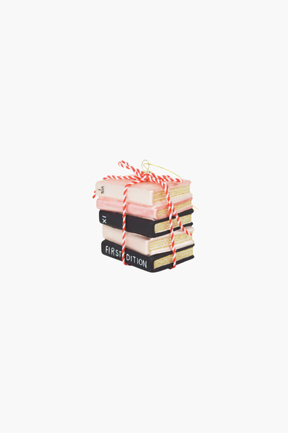 Book Club Stack Glass Christmas Ornament