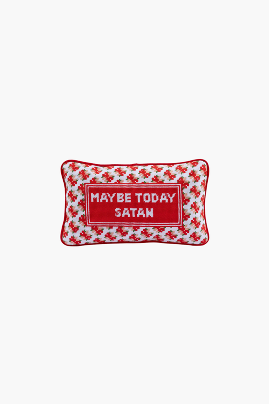 Maybe Today Satan Needlepoint Pillow