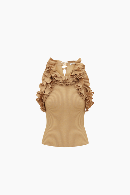 Luna Metallic Ruffle Tank