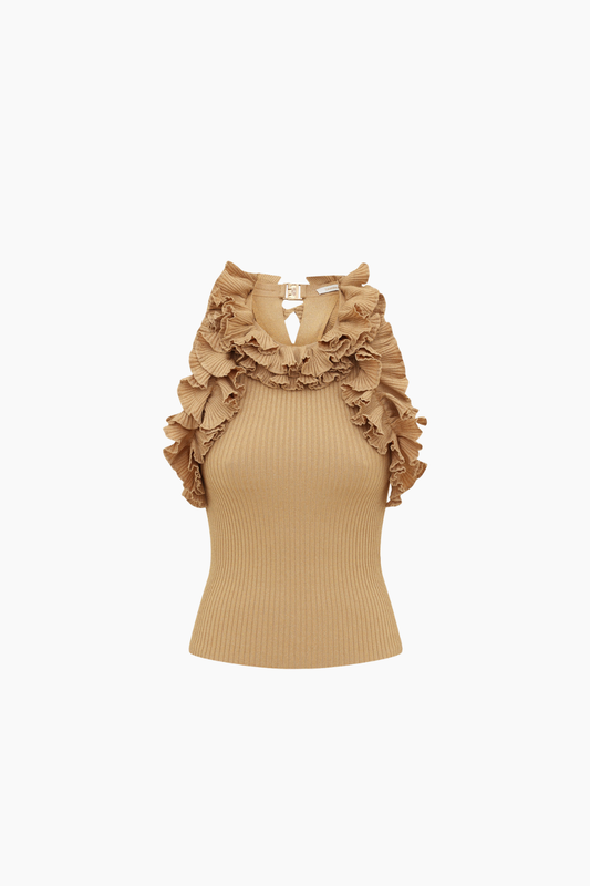 Luna Metallic Ruffle Tank
