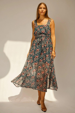 Chiffon Print Jasmine Maxi Dress with Sash
