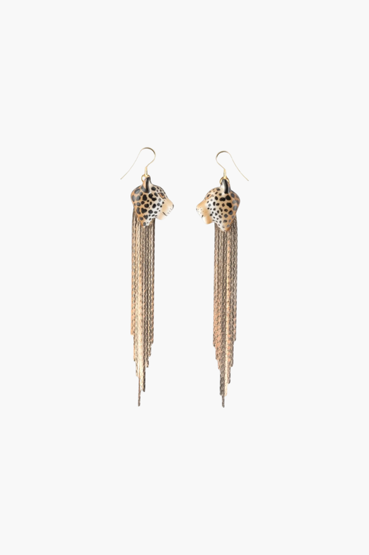 Leopard Fringe Earrings