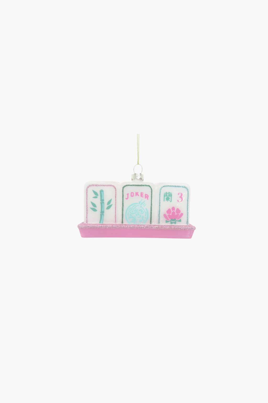 Mahjong Tile Hand-painted Glass Christmas Ornament