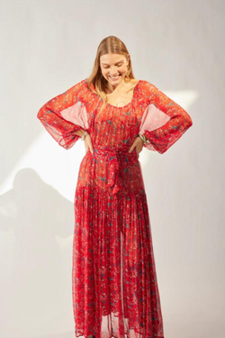 Chiffon Print Lainey Dress w/ Sash
