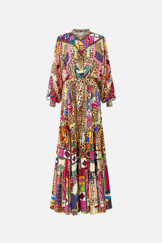 Tiered Waist Shirtdress with Waist Tie