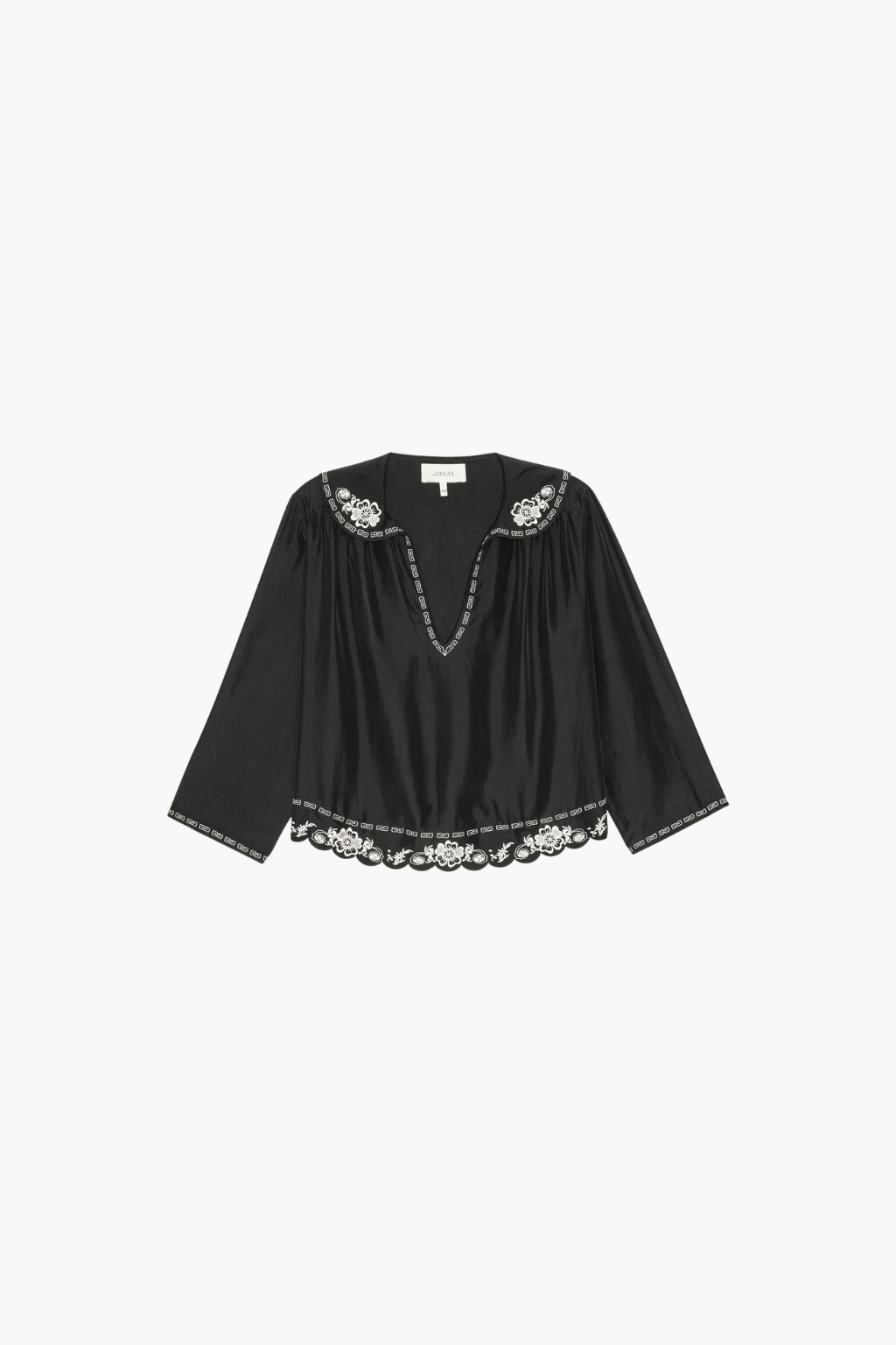 The Embroidered Floral Peterpan Collar Top.