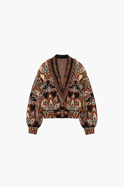 Tapestry Dream Fringe Knit Cardigan