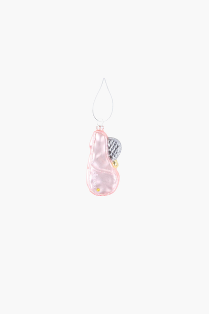 Pink Tennis Bag Glass Christmas Ornament