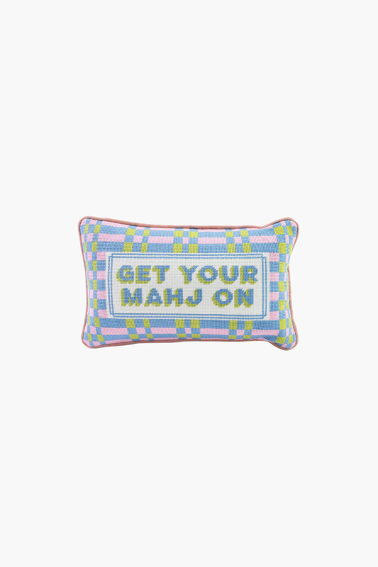 Get Your Mahj On Needlepoint Pillow