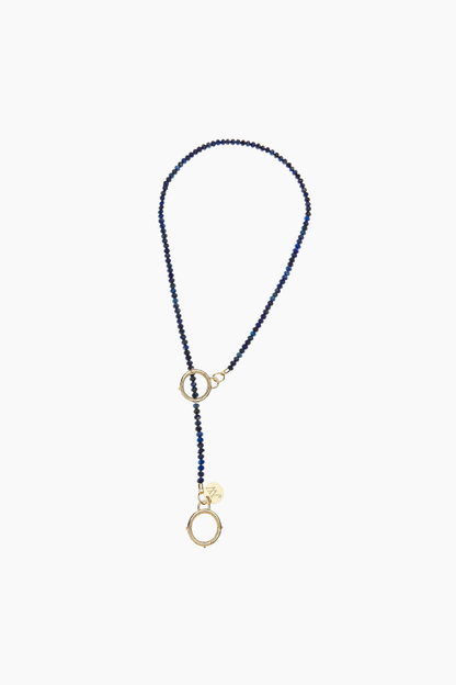 Diamond Cut Lapis Lariat Beaded Necklace
