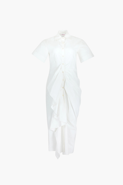 Gathered Ruffle Shirt Dress