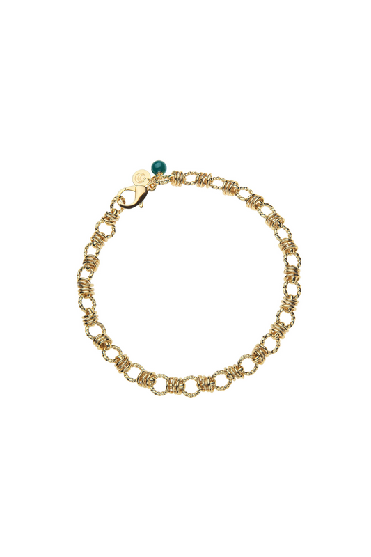 Rings of Gold Chain with Malachite Bead