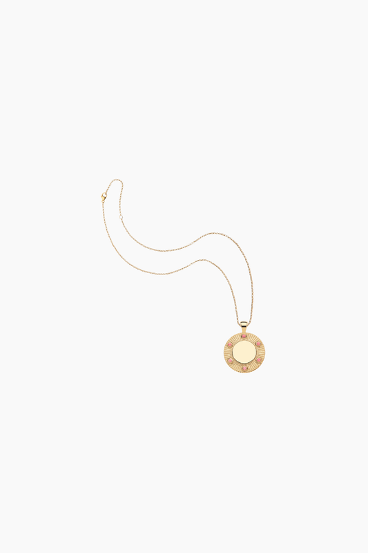 FOREVER Around the Sun Engravable Coral Stone Pendant Necklace