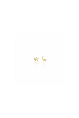Star and Moon Stud Earrings