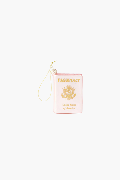 Pink Passport Glass Christmas Ornament
