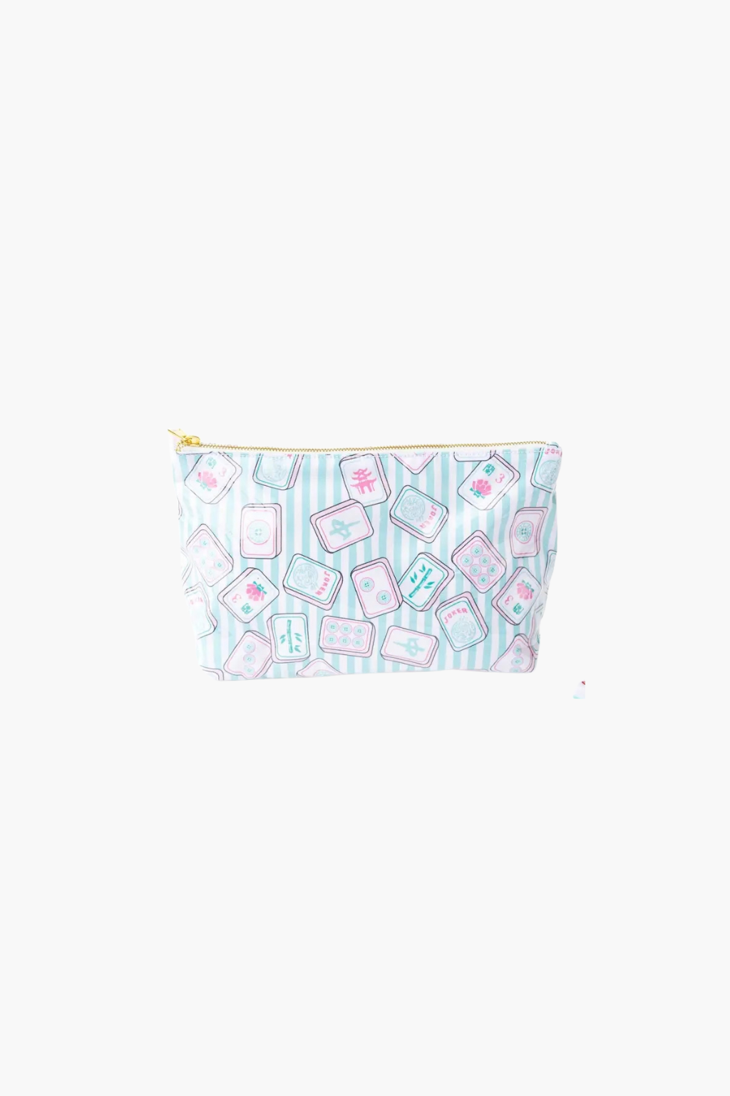 Mahjong Tile Print Clear Coated Travel Cosmetic Case