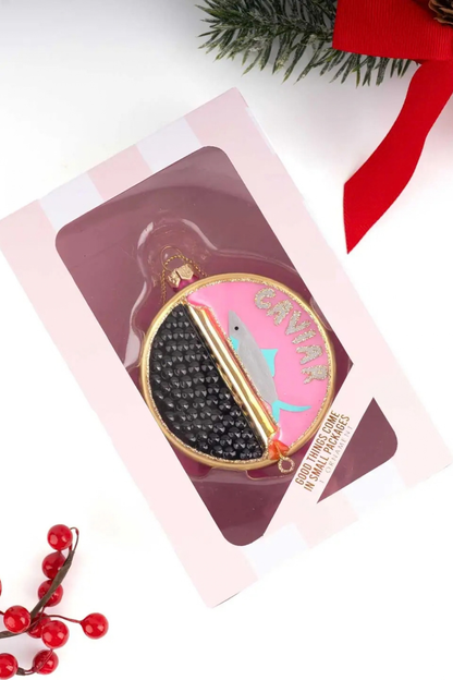 Caviar Tin Glass Christmas Ornament