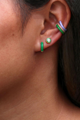 Enamel Huggie Hoop Earrings