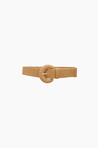 Neutrals Wrapped Halfmoon Buckle Raffia Belt