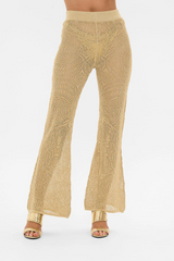 Gold Pointelle Knit Pant