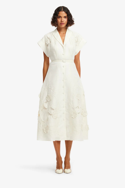 Aubrey Applique Midi Shirt Dress