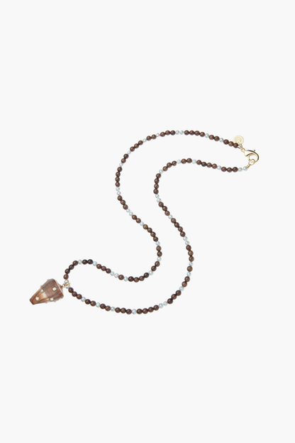 STRONG Decked Out Shell Pendant with Wood and Pearl Double Wrap Necklace