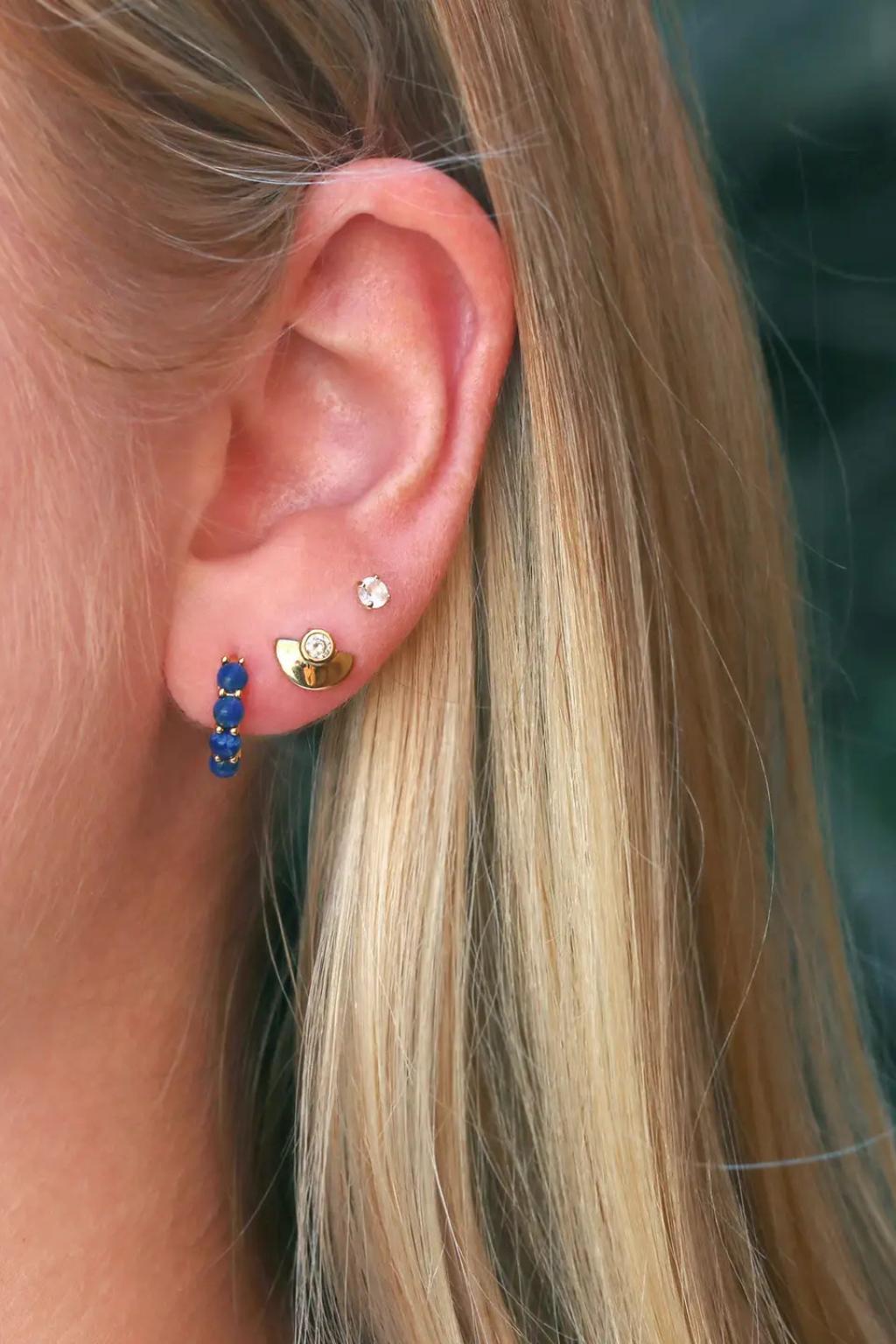 Lapis Huggie Hoop Earrings