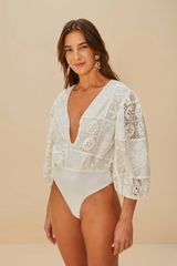 Rosy Eyelet Puff Sleeve Bodysuit