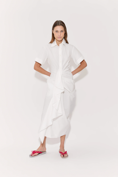 Gathered Ruffle Shirt Dress
