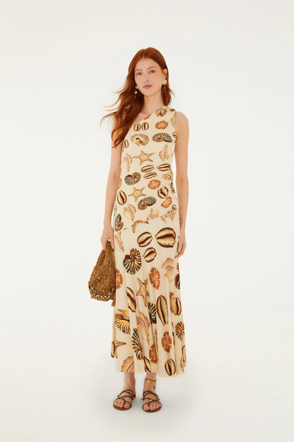 Marine Shells One Shoulder Maxi Dress