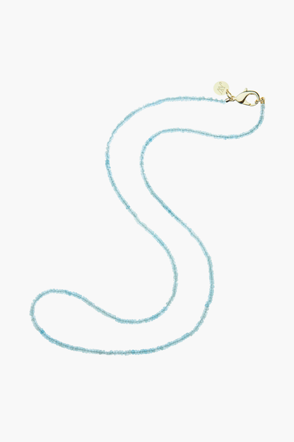 Double Wrap Diamond Cut Beaded Necklace in Aquamarine - TRAY SHOW