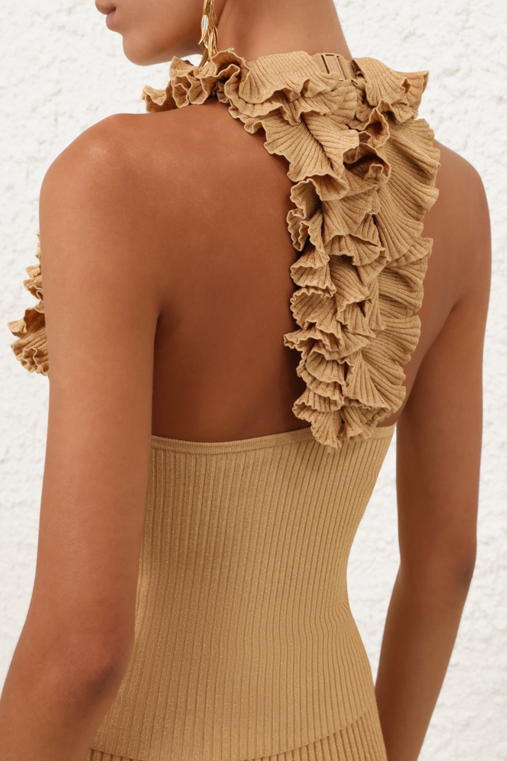 Luna Metallic Ruffle Tank