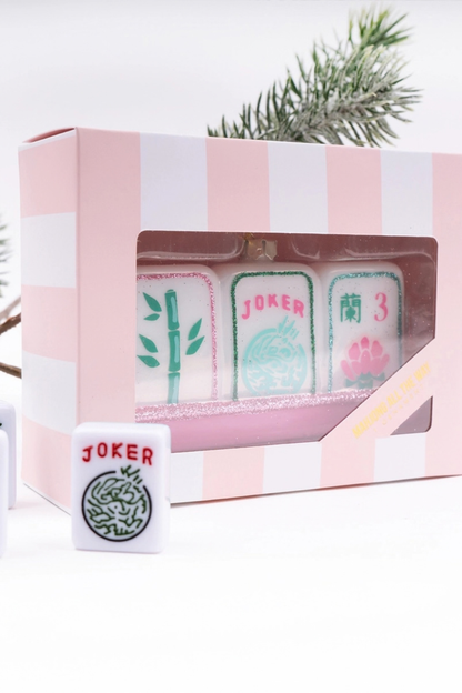 Mahjong Tile Hand-painted Glass Christmas Ornament