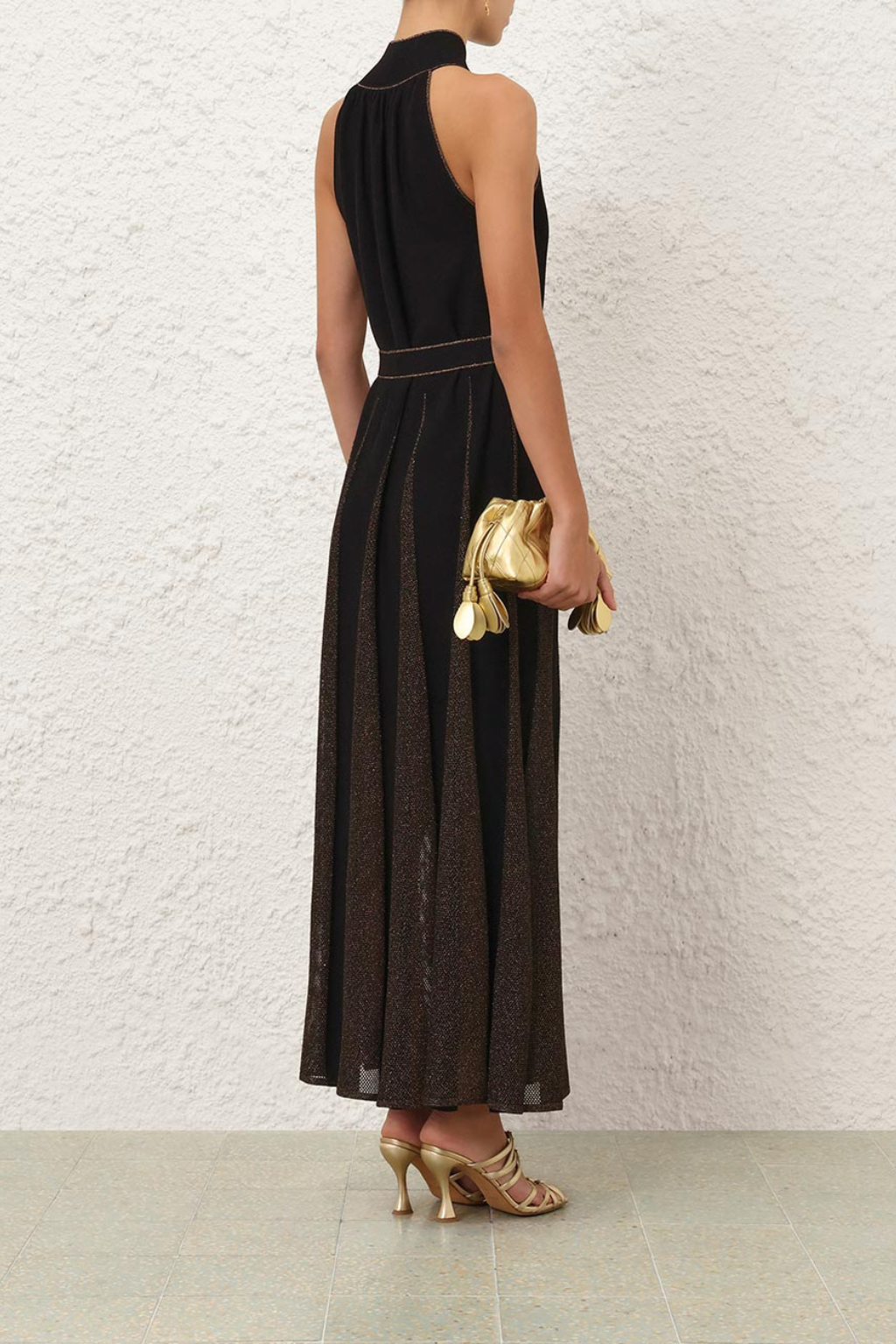 Valiant Metallic Halter Dress