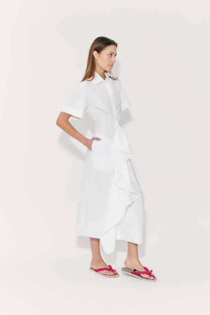 Gathered Ruffle Shirt Dress