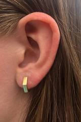 Hexagon Hinged Huggie Hoop Earrings