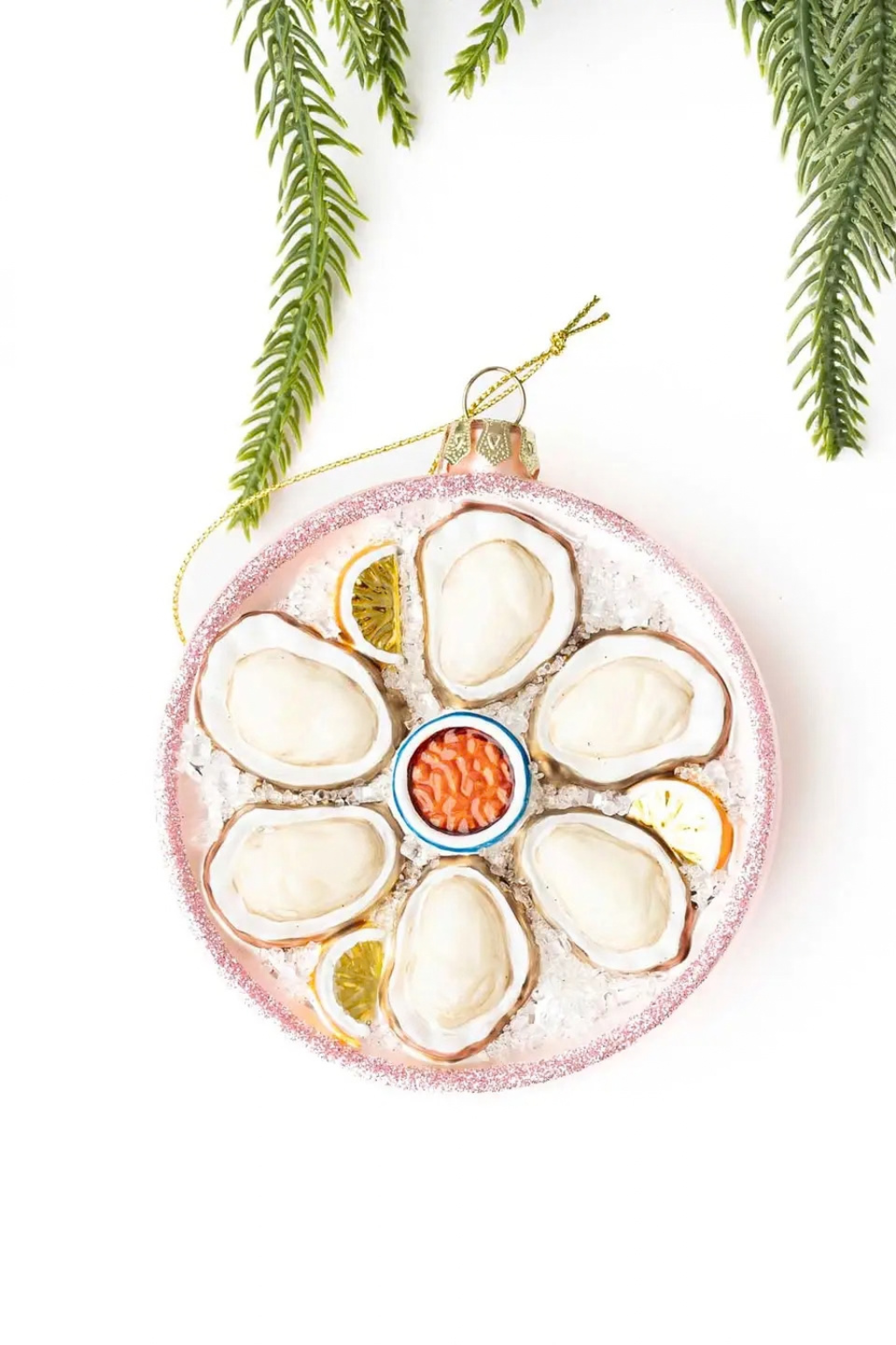 Oyster Bowl Glass Christmas Ornament