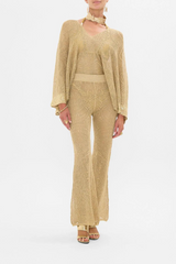 Gold Pointelle Knit Pant